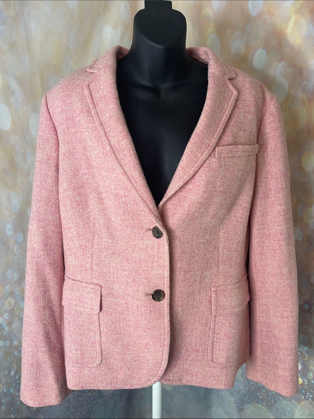 Talbots Pink Tailored Wool-Blend Blazer Jacket Size: 18